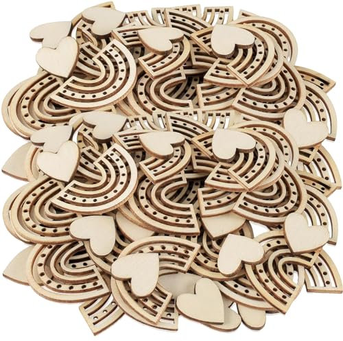 100 Stück Konfetti Boho aus Holz Tischdeko, Babyparty Taufe Konfetti, Taufe Deko Babyshowerparty Tischdeko Taufe Streudeko Taufe Geburtstag Babyparty Party Dekoration Regenbogen Junge Mädchen