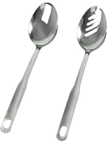 IMEEA Serving Spoons Large Slotted Spoon SUS304 Stainless Steel Cooking Spoon 12.8in/32.5cm Kitchen Spoon Long Handled Serving Spoon, Set of 2