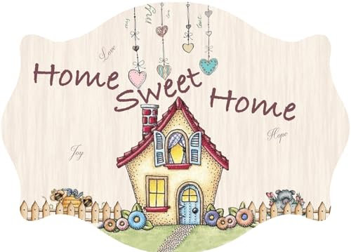 Targa fuori porta ingresso Welcome Home Sweet Home in legno - Casa – In stile vintage Shabby Chic - articolo da regalo e decorazione - famiglia e amore. Dec.2