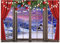 AIIKES 7x5FT Fond de Noël Fenêtre Scène d'Hiver Décoration de Rideau Rouge XY77