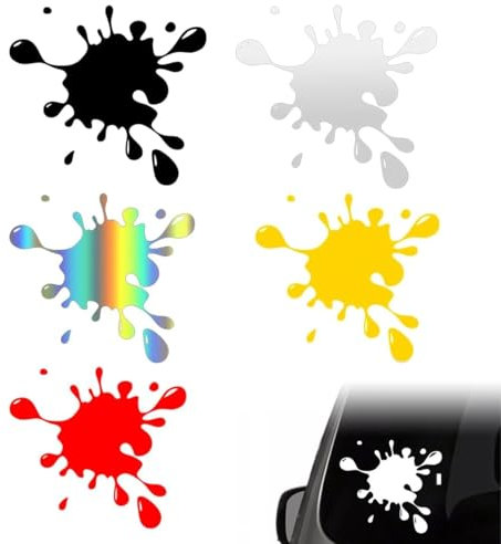EYVRPAU 5 pièces Autocollants De Voiture Drôles,Stickers Humour,Stickers Personnalisé,Reflétant et Autoadhésif,Vernice Macchia Divertente,Tache De Peinture Motos Auto Décor (Noir Blanc)
