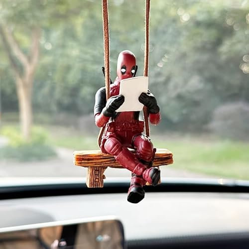 Simpatico Ciondolo Deadpool FaJoek Ciondolo per Specchietto Retrovisore per Auto, Ornamenti per Interni Auto, Ciondolo per Auto, Deadpool Ciondolo per Auto