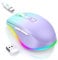 Seenda Kabellose LED Maus, Wiederaufladbar Mit Jiggler, Leise 2.4G USB Funkmaus für Laptop, Computer - Beleuchtet DPI 2000 für PC, Windows, MAC OS (Hell Grün & Lila)