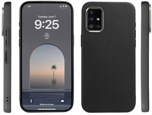 PanXCase Hülle für Samsung Galaxy A51 4G - Handyhülle TPU Leder Textur Design Silikon Ultra-dünn Leicht Stoßfest Kratzfest Anti-Fingerprint Schutzhülle (Schwarz)
