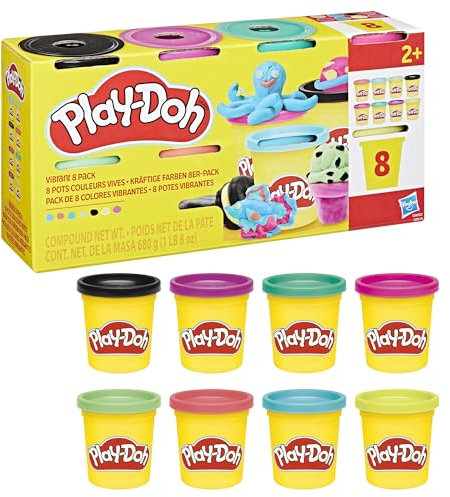 Play-Doh 8 Couleurs Vives, Pots de pâte à Modeler de 85 g
