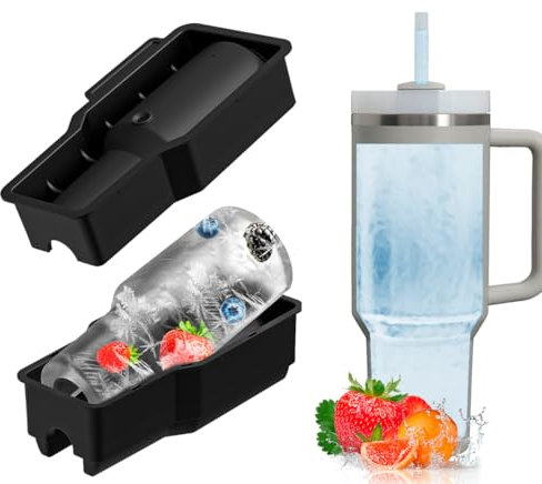 Stanley Ice Cube Tray Silicone Ice Mold for 40 oz Tumbler Hollow Cylinder Design with Lid and Bin Perfect Fit for Stanley Cup H2.0 Reusable Ice Tray