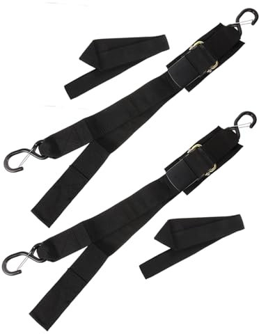BRIGHTFUFU 2sets Boat Trailer Straps Ratchet Tie down for Kayak Winch Strap Hook Safety Buckles