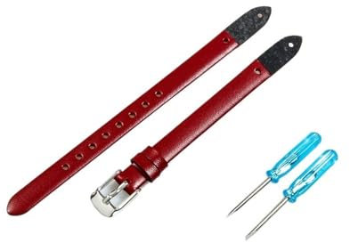 LANAPPTLTG Adatto for Fossil ES3745 ES3861 ES4026 ES3862 ES4340 Cinturini for orologi da donna 8mm Cinturini for orologi in pelle con cinturino piccolo(Red,8mm-Rose gold Buckle)