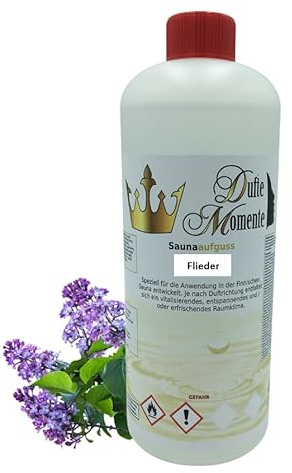 Dufte Momente | Saunaduft Konzentrat Flieder 1 Liter | mit naturreinen und natürlichen ätherischen Ölen | vegan und ohne Tierversuche