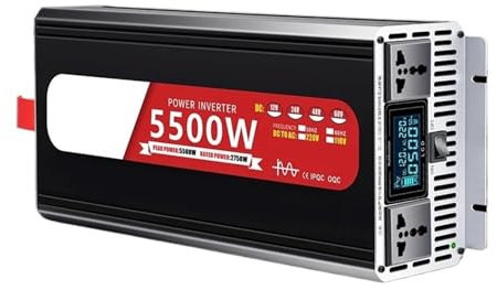 Transformador Inversor De Onda Sinusoidal Pura 12V 24V 48V 60V A 220V Coche Y Hogar Alta Potencia Batería Solar Convertidor Enchufe Universal Inversor Corriente(5500W,12V_220-240V 50HZ)