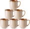LeRatio Stoneware Coffee Mugs Set of 6, 350 ml Coffee Cups with Large Handle for Latte, Cappuccino, Milk,Cocoa, Dishwasher Safe Mug Sets,Cappuccino