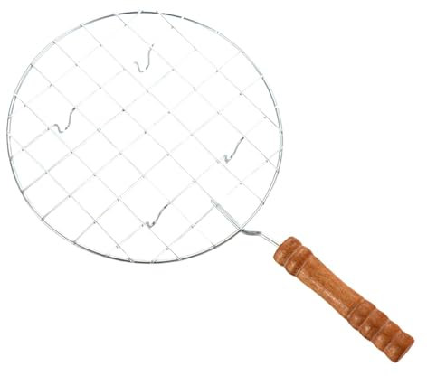 Runde Drahtrösterregal - Edelstahl -Back- und Kühlregal mit Holzgriff | Perfekt für Papad Jali, Roti Grill, Barbecue, Braten und Dämpfen, tragbarer robuster und einfach zu reinigender