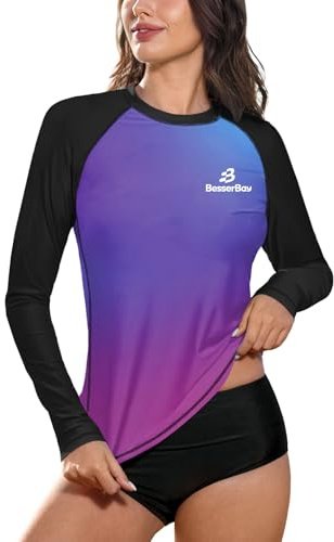 BesserBay Womens Long Sleeve Swimming Summer Sun Protection Quick Dry UV Rash Guard S-XXL