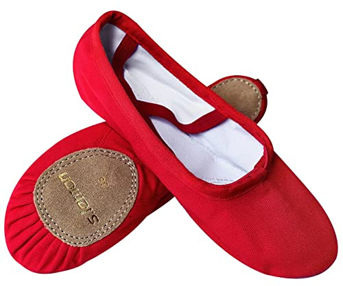 Ballet Shoes for Girls,Canvas Ballet Slipper Dance Gymnastic Shoe Kid Adult | Split Sole Women Dance Ballerina Slippers w/ Elastic Band Gymnastics Shoes