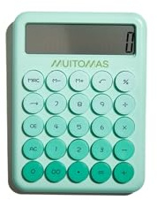 Muitomas, Calcolatrice con Display Ampio a 12 Cifre, Portatile, Alimentazione con Batteria AAA, Colore Verde Salvia