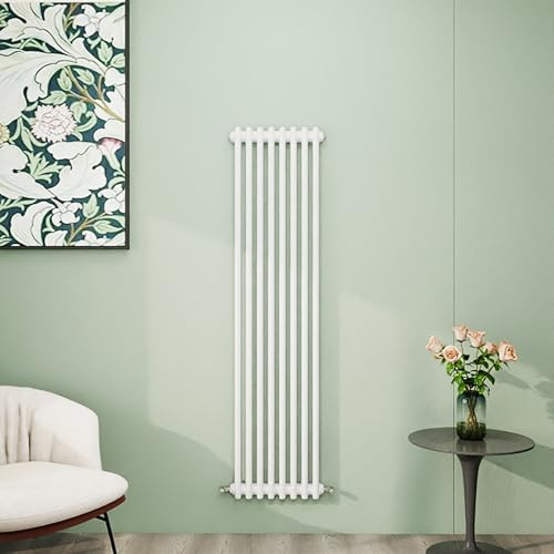 Simple Bathroom Column Radiators White 1500×380mm Vertical Double Traditional Cast Iron Style Interior Designer Radiator