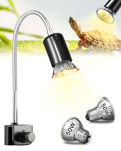 GlowUp Wärmelampe Terrarium, 360° Drehbare Wärmelampe Schildkröten mit Verstellbarer Klemme, Inklusive 2 E27 Glühbirnen, für Reptilien wie Echsen, Schildkröten, Schlangen und Chamäleons
