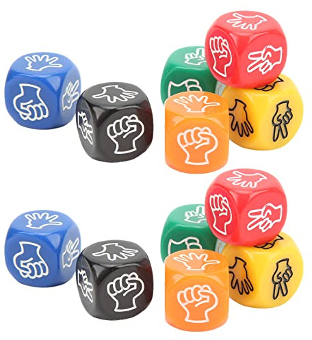 CHICIRIS 12-teiliges 20-mm-Stein-Papier-Scheren-Würfel-Set für Familienparty-Finger-Ratewürfel