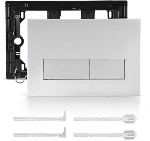Placa de pulsador para inodoro, compatible con cisterna Geberit Sigma & UP Serie en plata, placa de repuesto compatible para descarga de 2 cantidades a Sigma 01/20/21/30/40/50, UP300/UP320, incluye