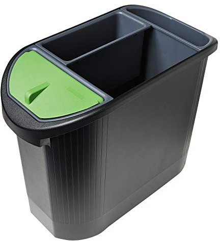 Exacompta - Ref 42614D - Topline Waste Paper Bin - 480 x 240 x 365mm in Size, Holds up to 26 litres, Three Inserts for Recycling - Black/Anthracite Grey
