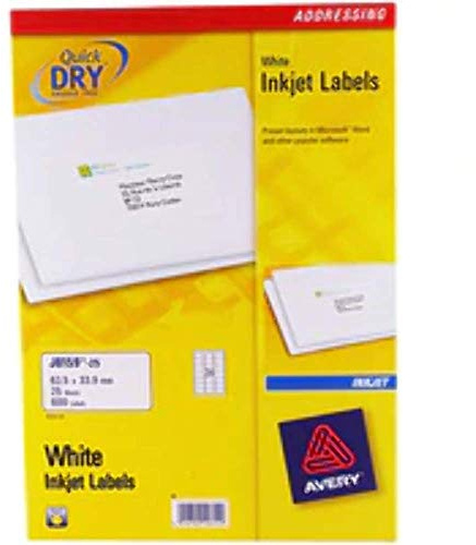Avery J8159-25 - Inkjet Addressing Labels 63.5x34mm J8159-25(600Labels)
