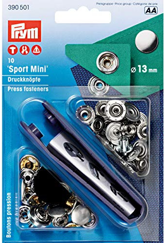 Prym 390501 Nähfrei-Druckknopf Sport Mini Messing 13 mm silberfarbig, Metal