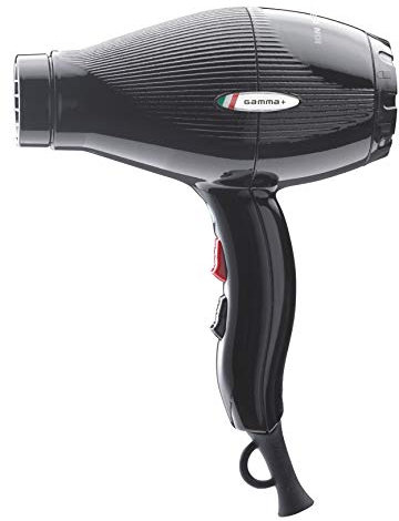 GAMMAPIU' Professioneller Haartrockner Ion Ceramic, Ionengenerator, Leicht, Leise, Leistungsstark, Ionentechnologie, 3 Geschwindigkeiten, Silber Beschichteter Grill, W 2000-2300, Italienischer Stecker