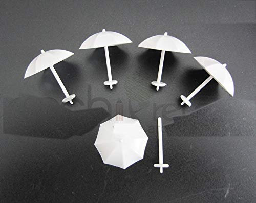 5 x Modell Schirm für Modellbau und Modelleisenbahn, Spur H0 Spur TT 1:100, weiß