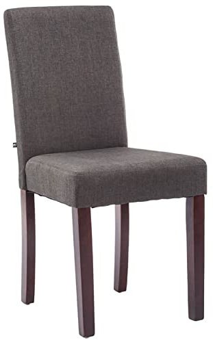 CLP Esszimmerstuhl Ina mit Holzgestell und Stoffbezug I Lehnstuhl mit Einer Sitzhöhe von 47 cm I Polsterstuhl mit hoher Rückenlehne, Farbe:dunkelgrau, Gestell Farbe:Cappuccino