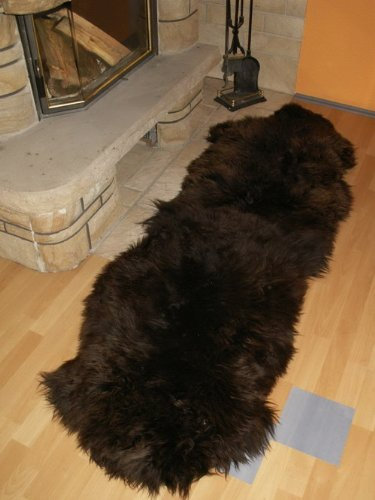 Schaffell – Läufer Fell Teppich 200 x 70 cm Braun