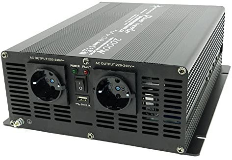 SOLARTRONICS NM2000 Spannungswandler 24V 230V modifizierter Sinus 2000W - 4000W Spitzenleistung - Wechselrichter 24V auf 230V Stromwandler mit Schuko-& USB Anschluss Solar Inverter Umwandler
