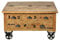 SIT-Möbel Rustic 1994-04 Couchtischtruhe mit 1 Klappe, 5 Schubladen, aus Mangoholz, Antik, braun, Wortprints, 90 x 90 x 47 cm