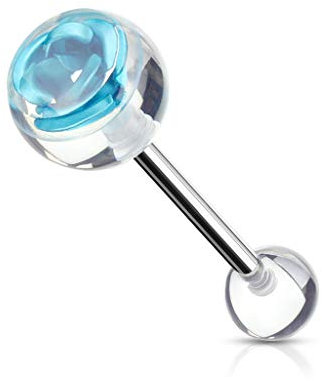 Paula & FRITZ® Piercing Langue en balle de acier chirurgical 316L acier inoxydable avec Rose...