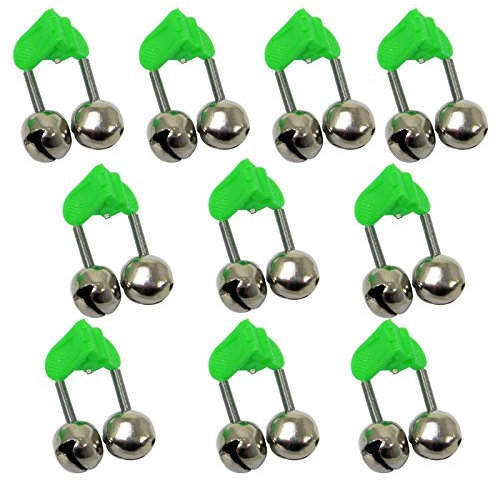IGOERTZ Unisex Youth 1 10 Klemm-Bissanzeiger mit Doppel-Angel-Glöckchen inkl. Knicklichthalter, Grün/Silber, 1