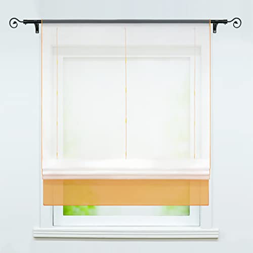 Joyswahl Raffrollo Voile Bändchenrollo mit Tunnelzug Anna Farb Gardinen BxH 80x155cm Orange 1er Pack