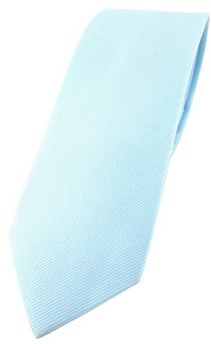 TigerTie schmale Designer Krawatte in hellblau Uni - 100% Baumwolle - Krawattenbreite 6 cm