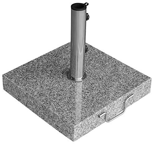 anndora Granit Sonnenschirmständer 40kg rollbar 45x45cm Adapter 48, 38mm - hellgrau poliert