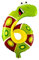 Kopper-24 Folienballon Zahl 6, ca. 40 cm, Tier Motiv - Luftballon XXL Nummer Riesen Ballon Zahlenballon Mädchen Junge Deko Riesenzahl Party Hochzeit Kindergeburtstag zum Geburtstag