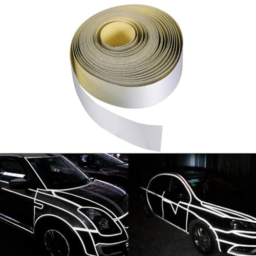 VOSAREA 2cm x 5m Auto Reflektierender Aufkleber Körper Felgen Aufkleber DIY Klebeband Selbstklebender Aufkleber (Silber)