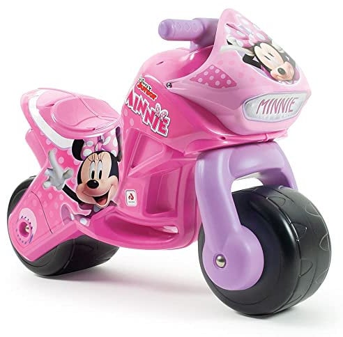 INJUSA - Twin Dessert Minnie Mouse Moto Ride-On, for Children from 18 to 36 Months, with Permanent Decoration, Wide Plastic Wheels and Carry Handle, Pink Colour