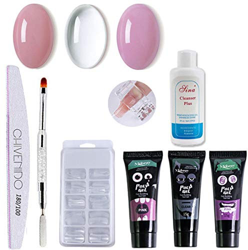 Polygel Nails Extension Gel Kit 8 set Professional Poly Gel Nail Extension Kit Finger Nail Extension Acrylic Builder Gel (12*17CM, Color#D)