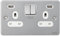 Schneider Electric Ultimate Low Profile - Switched Double Power Socket, Double Pole, 13A, with USB Charging Ports, GGBGU3524DWBC, Brushed Chrome with White Insert