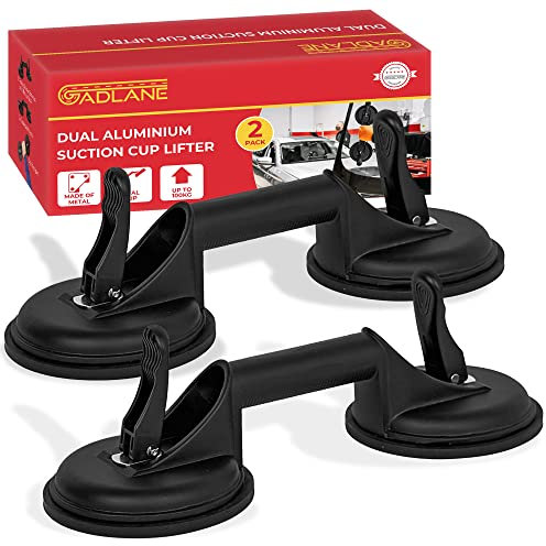 GADLANE 2 x Ventose Per Vetro Alluminio Con 2 Ventose 100kg Capacità Ventosa Piastrelle Ventose Per Vetri - Nero