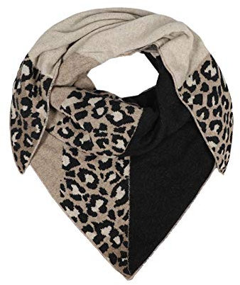 Zwillingsherz Dreieckstuch Stola Schal aus Kaschmir und Wolle für Damen Mädchen Jungen Kinder - Hochwertiges Cashmere Halstuch im Leo Animal Print - Damenschal für Sommer Herbst Winter