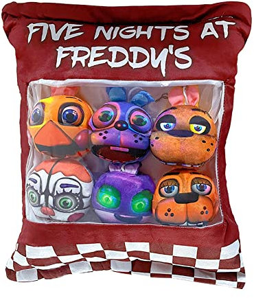Xinchangda FNAF Plush Five Night Stuffed Pillow Snack Pillow with 6 Teddy Bear Pizza FNAF Soft Plush Dolls Cushion for Kids Birthday Gift 50x36cm