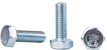 10 tornillos hexagonales DIN 933 de acero chapado en zinc M10 x 30 mm de grado 8,8, totalmente roscado, cabeza hexagonal, tornillo de rosca (10, M10 x 30 mm)