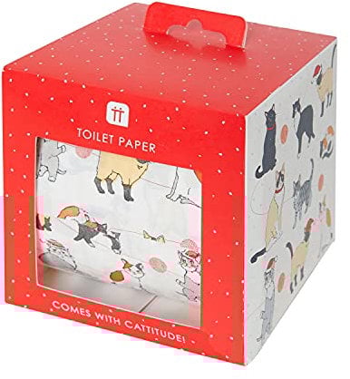 Talking Tables Papier toilette Noël fantaisie avec chats | Accessoire de salle de bain Funny Loo, cadeaux pour Noël