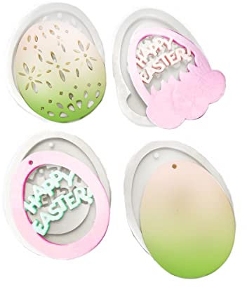 Xidmold 4 Stücke Ostern Silikonformen Epoxidharz, Silikon Epoxid-Formen Silikonform Schlüsselbund Anhänger Gießform Resin Form Schmuck Mold für DIY Schmuck Basteln Handwerk Kühlschrankmagnet