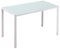 HOMCOM Mesa de Comedor de Cristal Mesa Rectangular para 4-6 Personas con Patas de Metal Multifuncional para Cocina Salón 120x60x75 cm Blanco