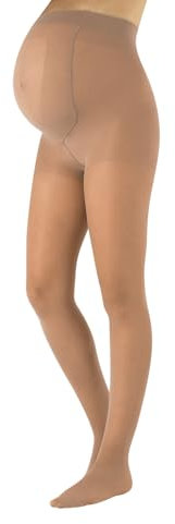 CALZITALY Umstandsstrumpfhose mit Stützeffekt | Stützstrumpfhosen Schwangerschaft, Schwarz, Hautfarbe, S, M, L, XL, 20 DEN, Made in Italy (S, Powder)